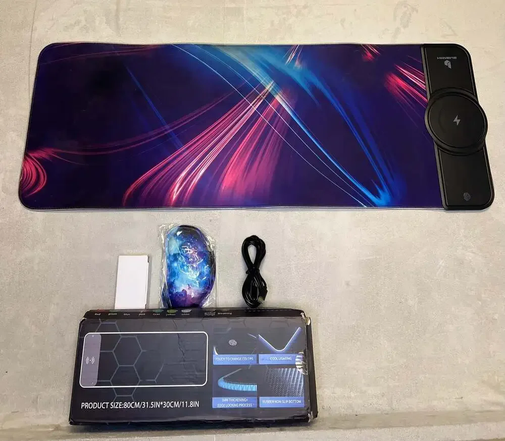 HIINENE 80cm x 30cm RGB LED Wireless Charging Gaming Mouse Pad